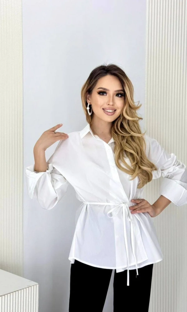 Рубашка приталенная с завязками женская (р-р 42-48)