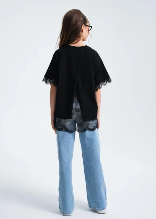 Футболка однотонная с кружевным подкладом для подростка (р-р 36-44)