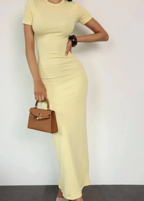 Платье макси базовое с коротким рукавом облегающее (р-р 42-44)