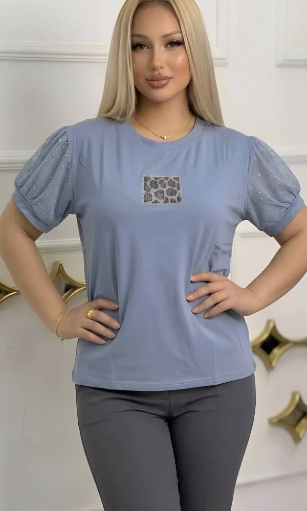 Футболка нарядная с принтом женская (р-р 52-58)