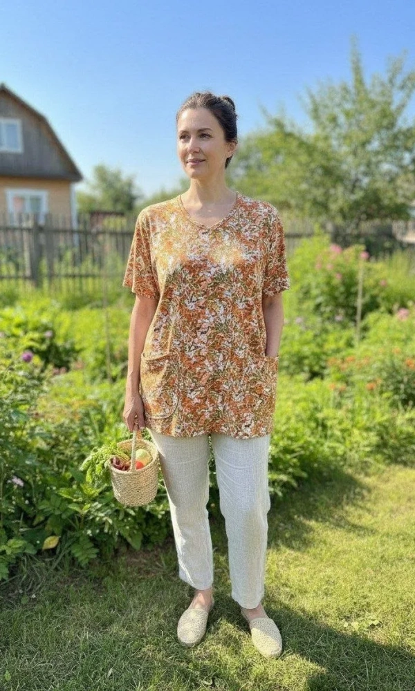 Футболка дачная с принтом женская (р-р 50-60)