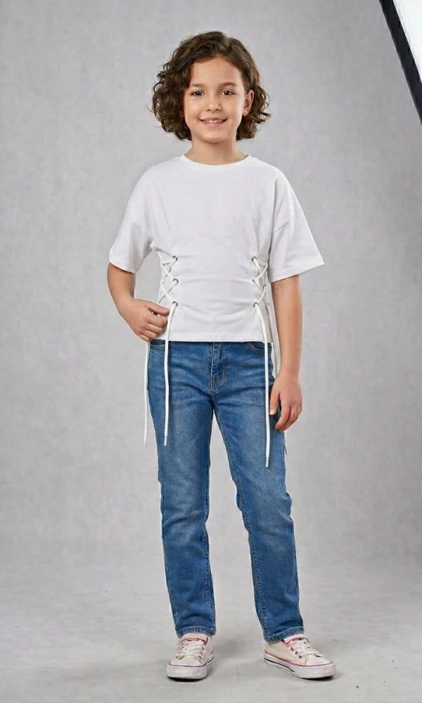 Футболка со шнуровкой для девочки (р-р 36-44)