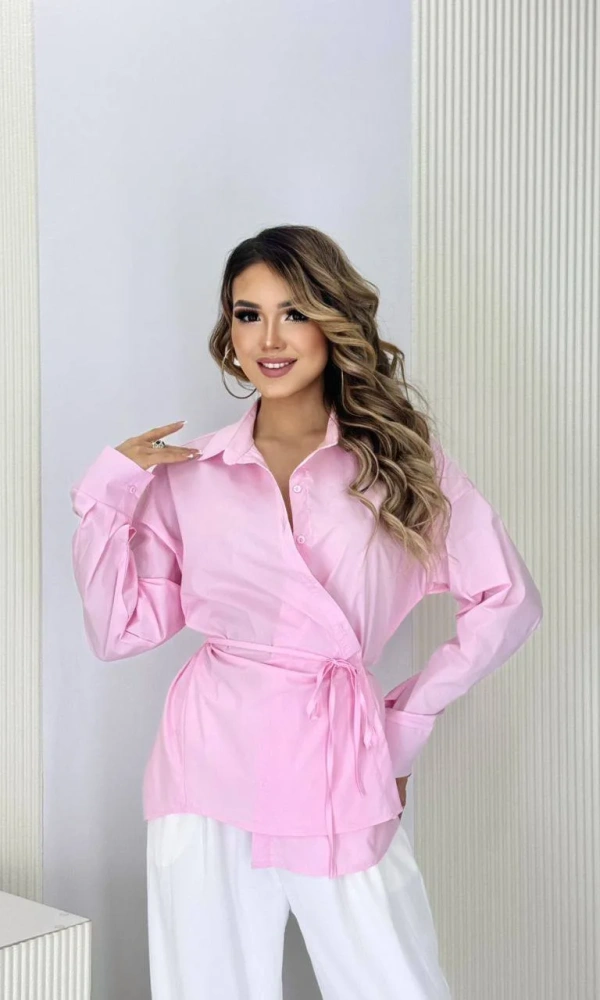 Рубашка приталенная с завязками женская (р-р 42-48)