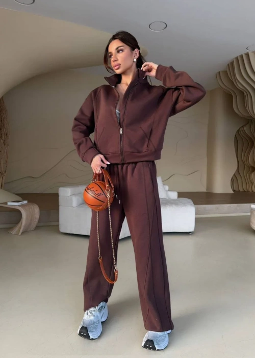 Спортивный костюм женский на молнии без капюшона (р-р S M L)