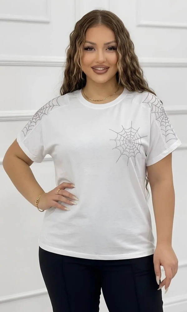 Футболка трикотажная со стразами женская (р-р 52-58)