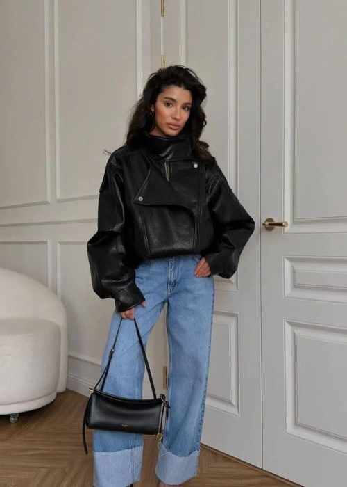 Куртка кожаная бомбер женский (р-р S M L)