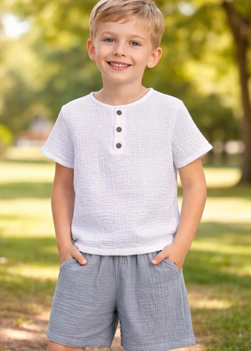 Костюм муслиновый футболка-шорты для мальчика (р-р 28-36)