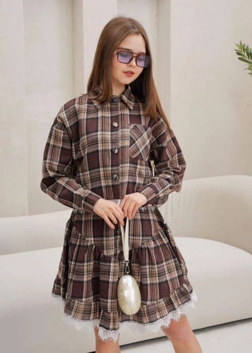 Костюм с юбкой в клетку для девочки (р-р 36-44)