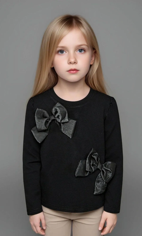 Лонгслив с бантами для девочки (р-р 116-140)