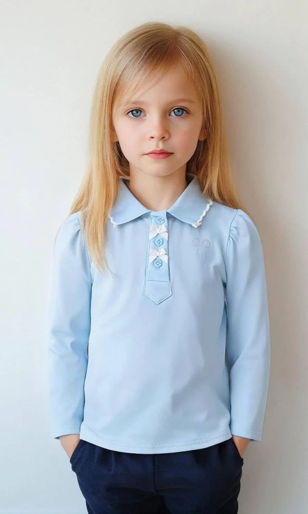 Кофточка поло с бантиками для девочки (98-122)