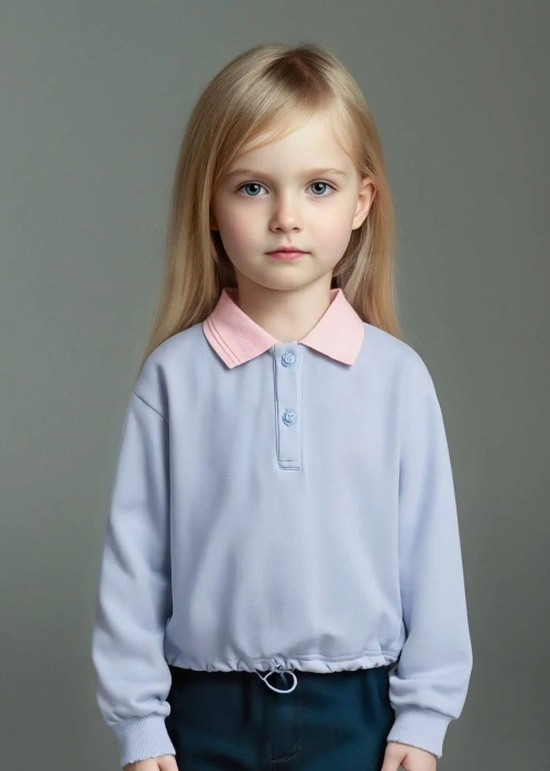 Лонгслив поло для девочки (р-р 116-140)