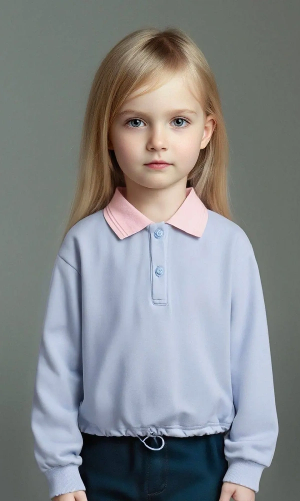 Лонгслив поло для девочки (р-р 116-140)