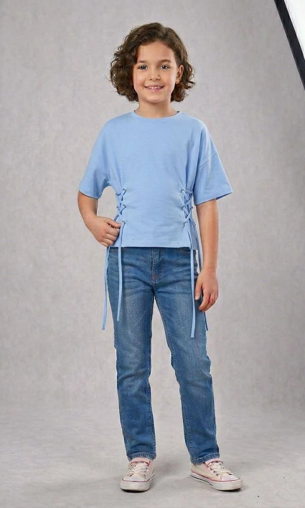 Футболка со шнуровкой для девочки (р-р 36-44)