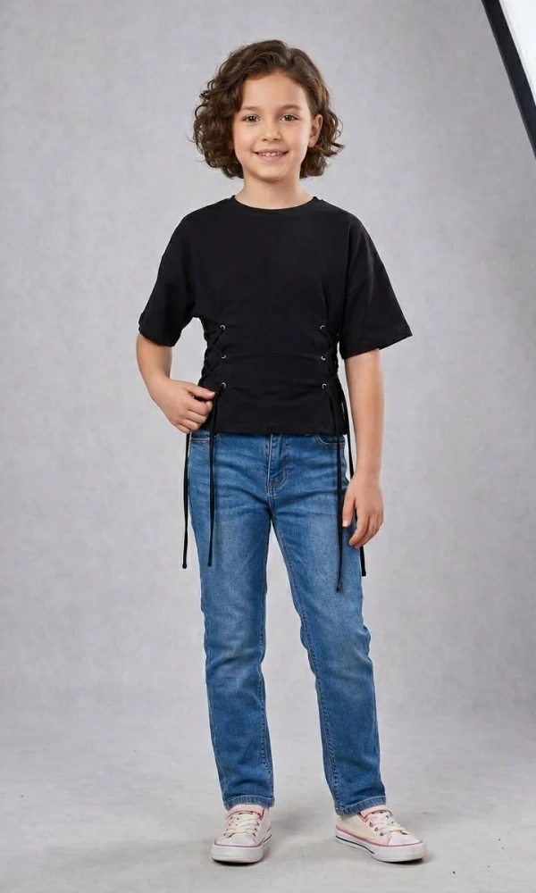 Футболка со шнуровкой для девочки (р-р 36-44)