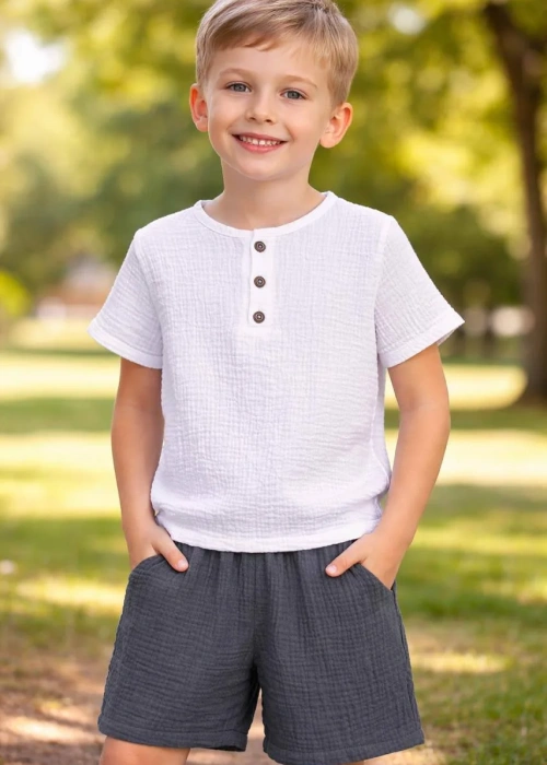 Костюм муслиновый футболка-шорты для мальчика (р-р 28-36)