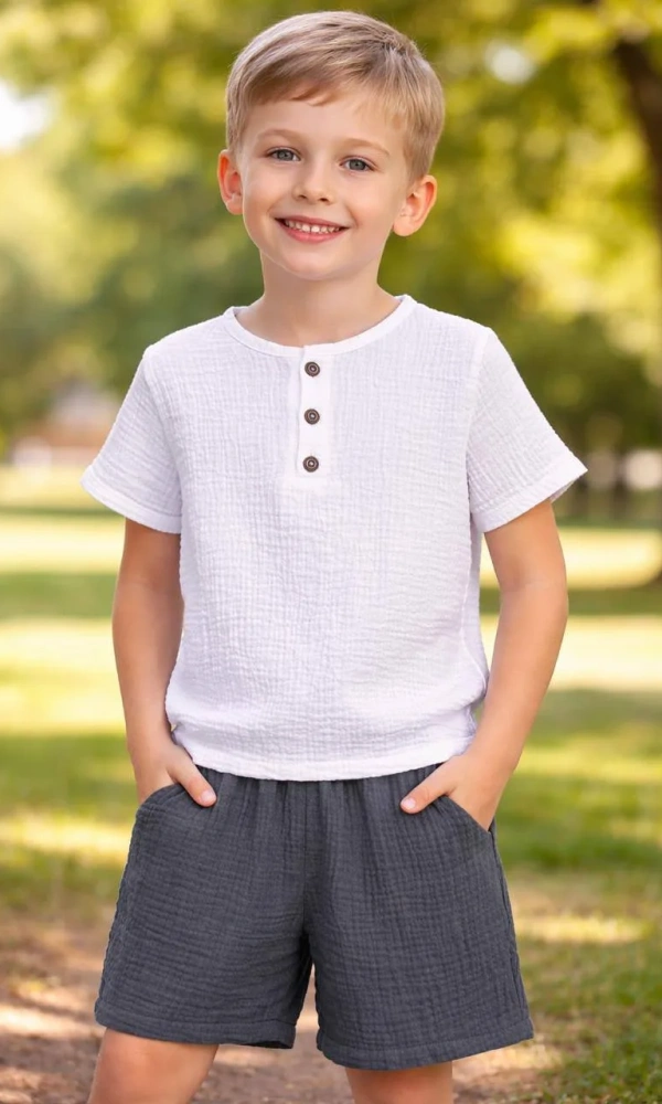 Костюм муслиновый футболка-шорты для мальчика (р-р 28-36)
