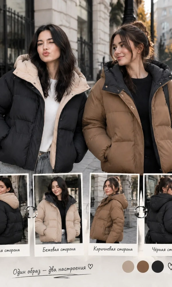 Куртка двусторонняя женская демисезонная (р-р M-XXL)