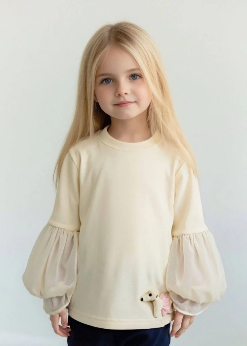 Лонгслив нарядный с пышными рукавами для девочки (р-р 98-122)