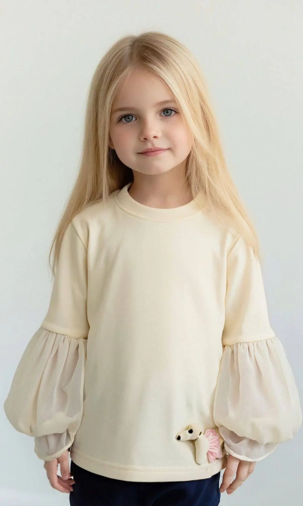 Лонгслив нарядный с пышными рукавами для девочки (р-р 98-122)