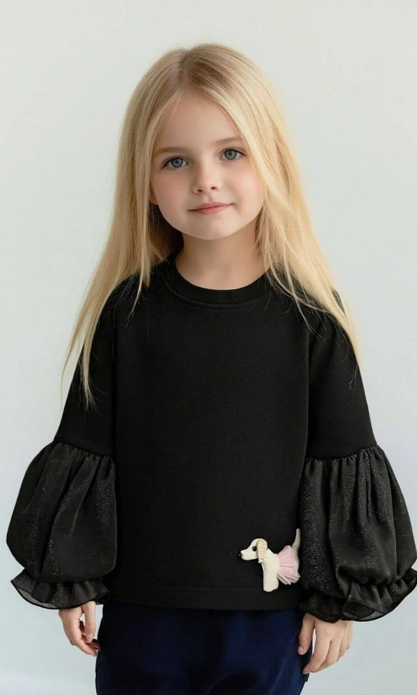 Лонгслив нарядный с пышными рукавами для девочки (р-р 98-122)