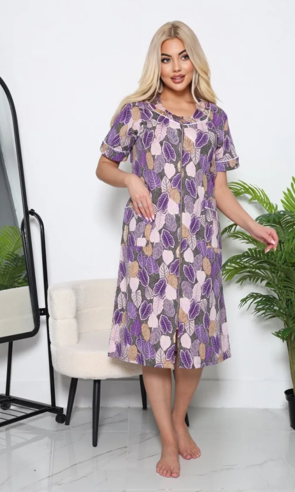 Женский домашний халат для дома на молнии р-р 50-60