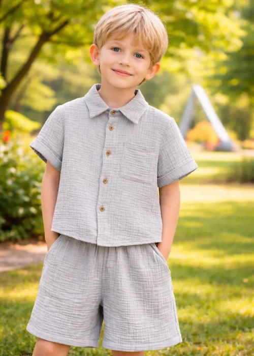 Костюм с шортами муслиновый для мальчика (р-р 28-36)