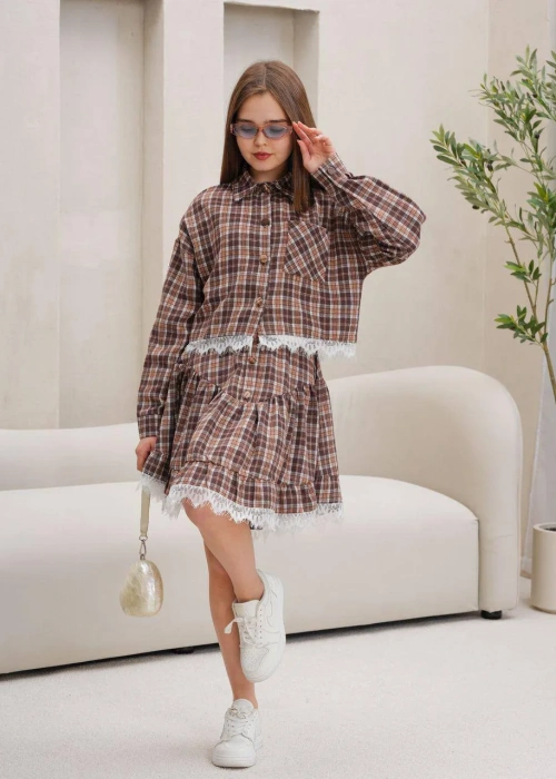 Костюм с юбкой в клетку для девочки (р-р 36-44)