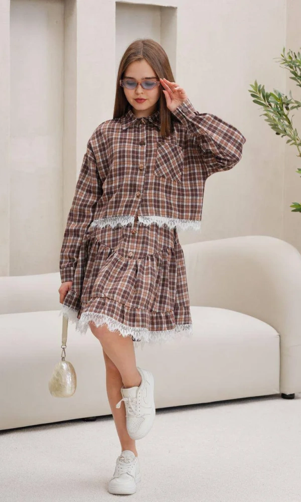 Костюм с юбкой в клетку для девочки (р-р 36-44)