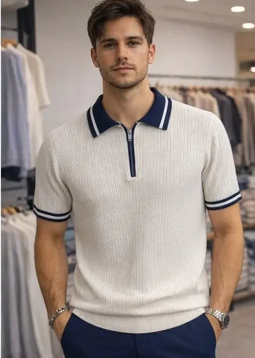 Поло вязаное на молнии мужское (р-р M-3XL)