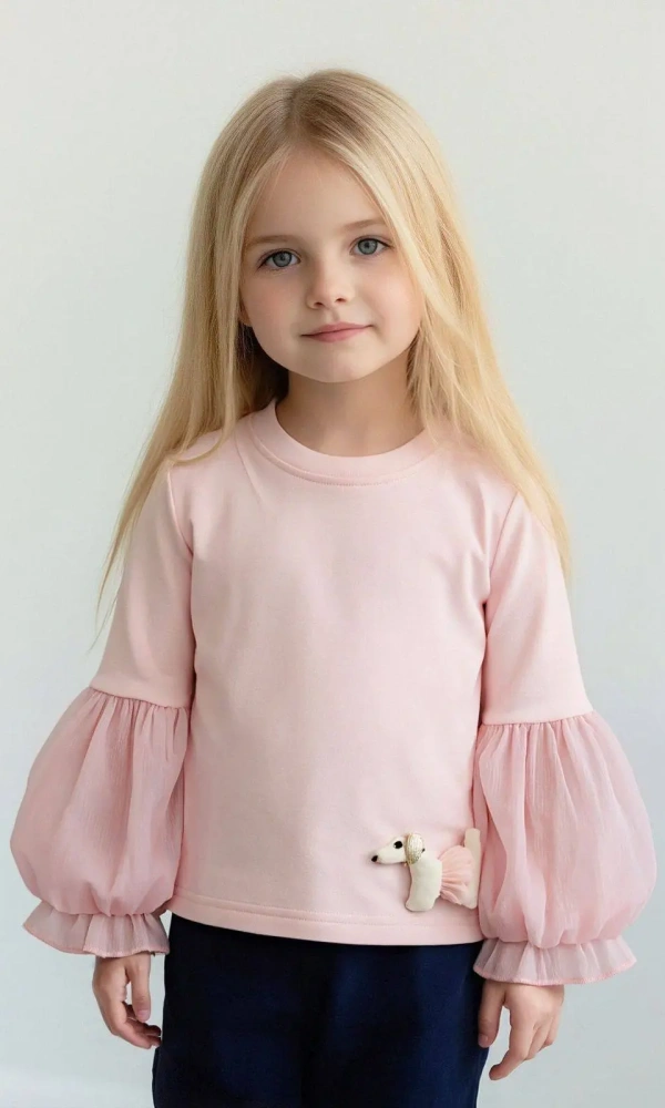 Лонгслив нарядный с пышными рукавами для девочки (р-р 98-122)
