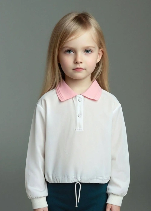 Лонгслив поло для девочки (р-р 116-140)