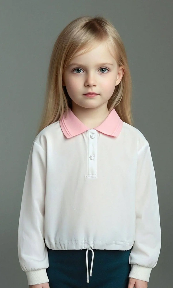 Лонгслив поло для девочки (р-р 116-140)