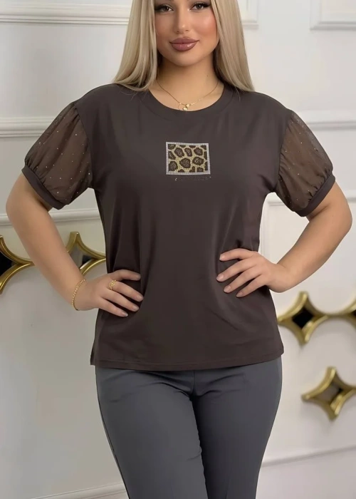 Футболка нарядная с принтом женская (р-р 52-58)