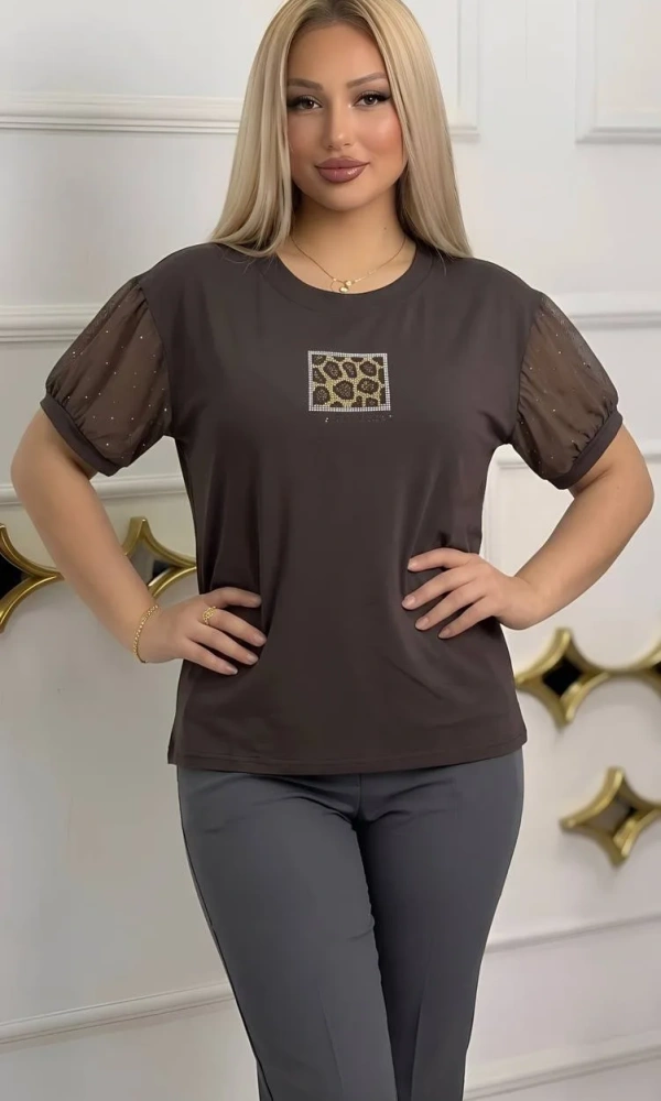 Футболка нарядная с принтом женская (р-р 52-58)