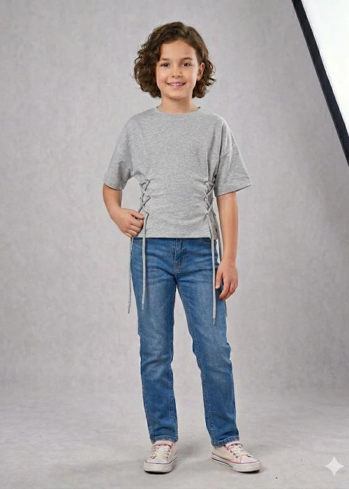 Футболка со шнуровкой для девочки (р-р 36-44)