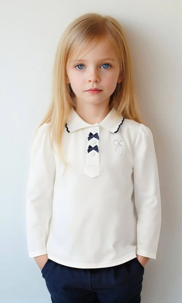 Кофточка поло с бантиками для девочки (98-122)