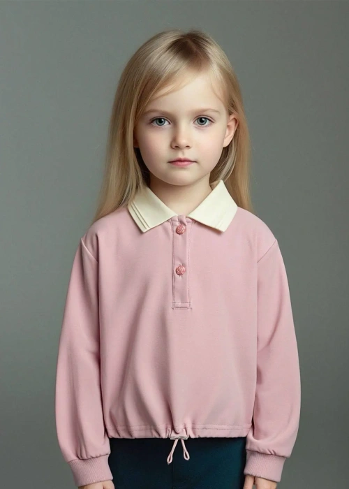 Лонгслив поло для девочки (р-р 116-140)