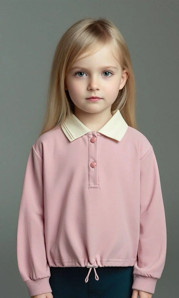 Лонгслив поло для девочки (р-р 116-140)