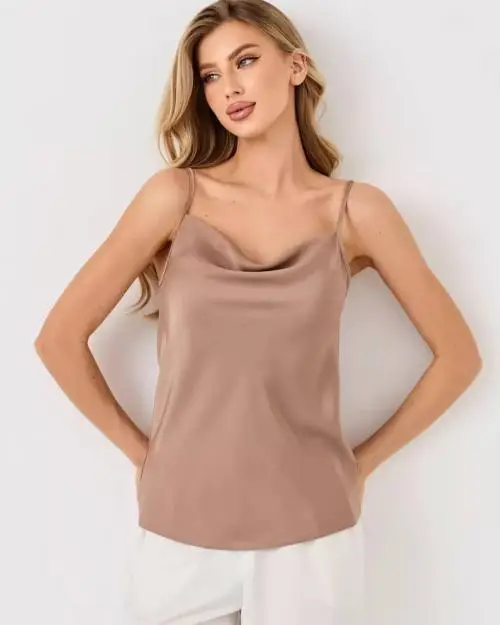 Майка-топ женская шёлковая на бретелях р-р 42-48