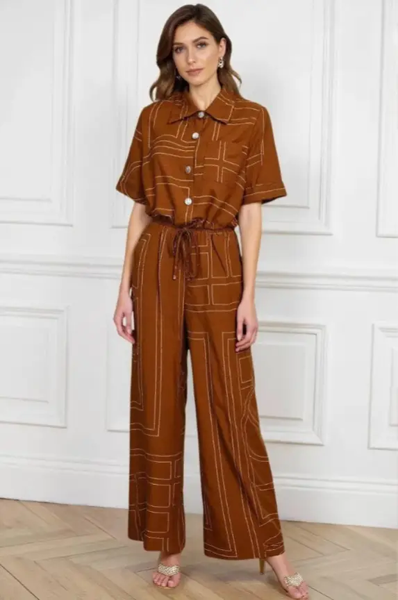 Костюм летний женский: рубашка-брюки (р-р 46-52)