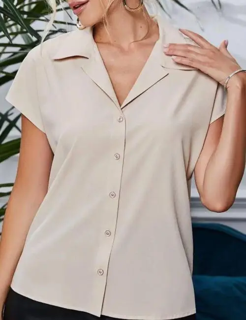 Блузка-рубашка женская с коротким рукавом р-р 50-56