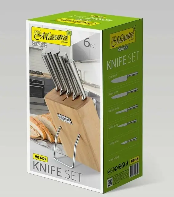 Набор высококачественных ножей из нержавеющей стали 6 предметов+подставка