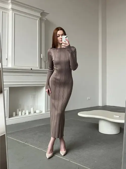 Платье в рубчик миди р-р 42-48