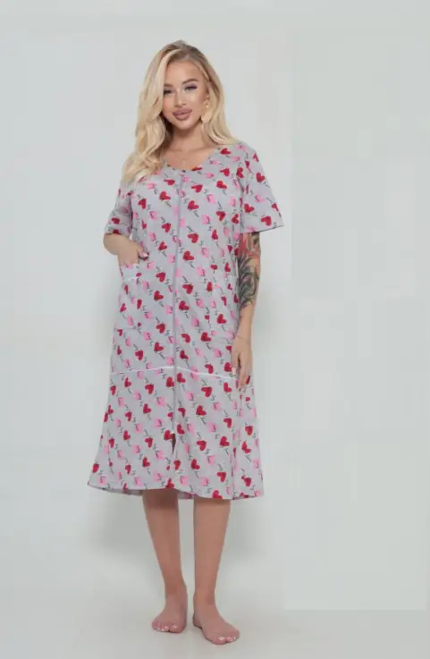 Женский домашний халат для дома на молнии р-р 50-60