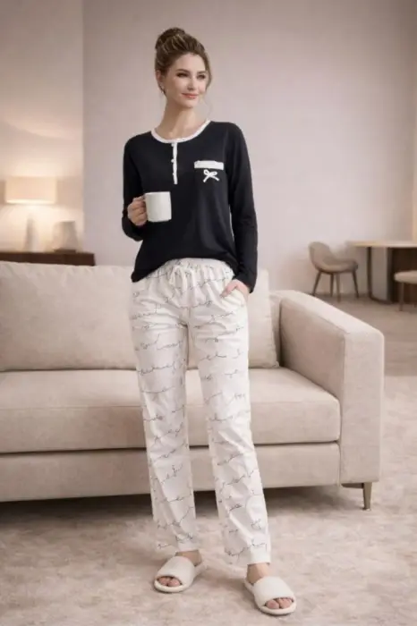 Пижама женская кофта с длинным рукавом+брюки р-р 46-56
