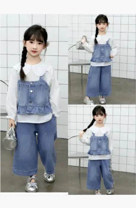 Джинсовый костюм тройка для девочки (р-р 110-150)