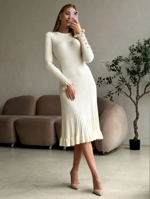 Платье тёплое вязаное лапша миди р-р 42-48 единый