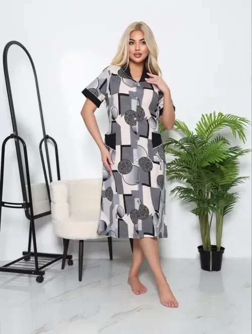 Халат домашний на пуговицах с поясом женский (р-р 50-60)