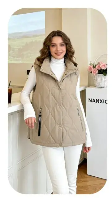 Жилет стёганый с карманами на молнии женский (р-р 50-60)