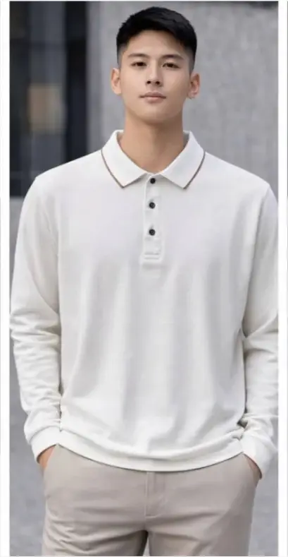 Футболка поло с длинным рукавом, на пуговицах, мужская (р-р L-4XL)